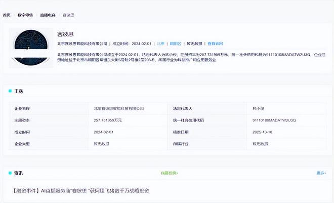 易倍网站：文旅AI直播“赛彼思”获阿里飞猪数千万战略投资(图2)